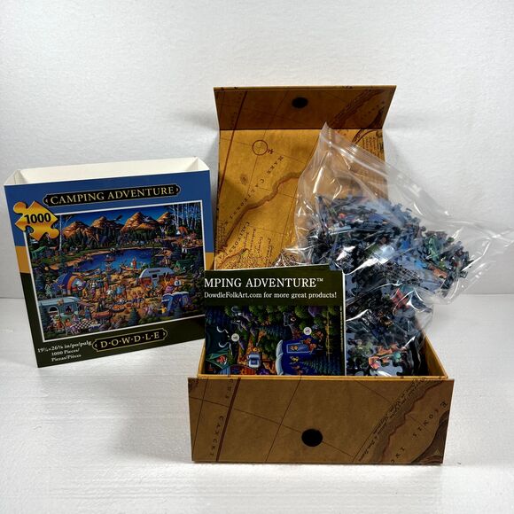 Dowdle Folk Art Jigsaw Puzzle CAMPING ADVENTURE 1000 piece Collectible - Picture 2 of 3